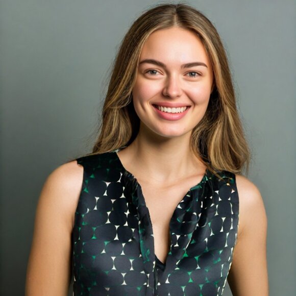 Tory Burch Geometrical Pattern Sleeveless V-Halter Neck Top, Size 6 - Picture 4 of 8